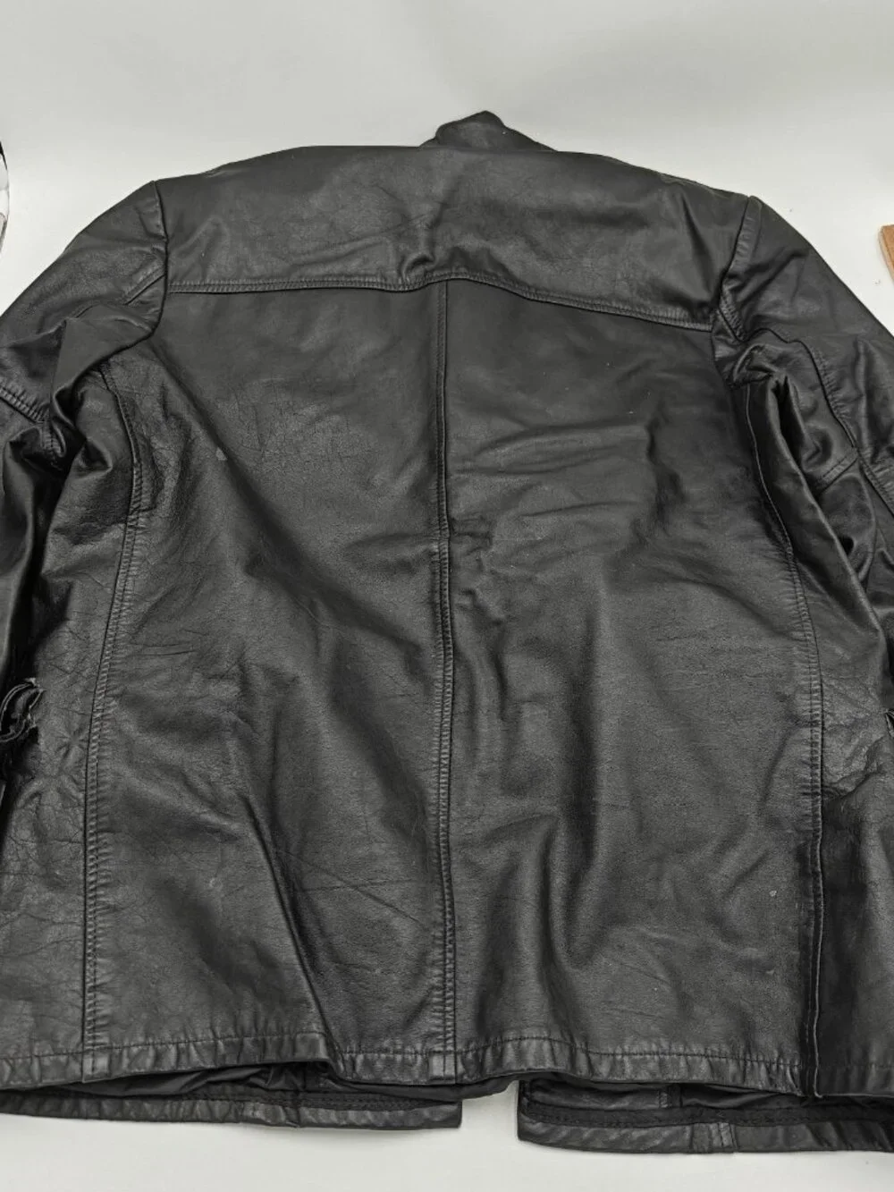 Vintage R Sherman Black Leather Jacket Mens 40 Single Breasted Streetwear Skate